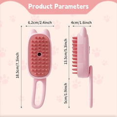 Innovative 3 In 1 Pet Steam Brush Shedding Massage And Grooming In One Perfect For Dogs And Cats Short And Long Hair Static Flying Hair Remover And Water Sprayer