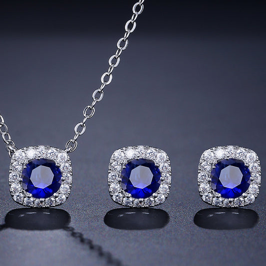 Set Square Necklace Stud Jewellery Set